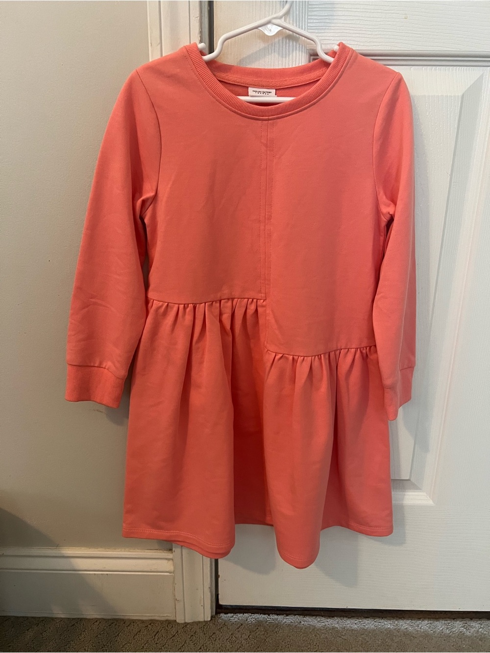 NWOT English Factory Recess Girls' Coral Long-Sleeve Peplum Dress 5/6